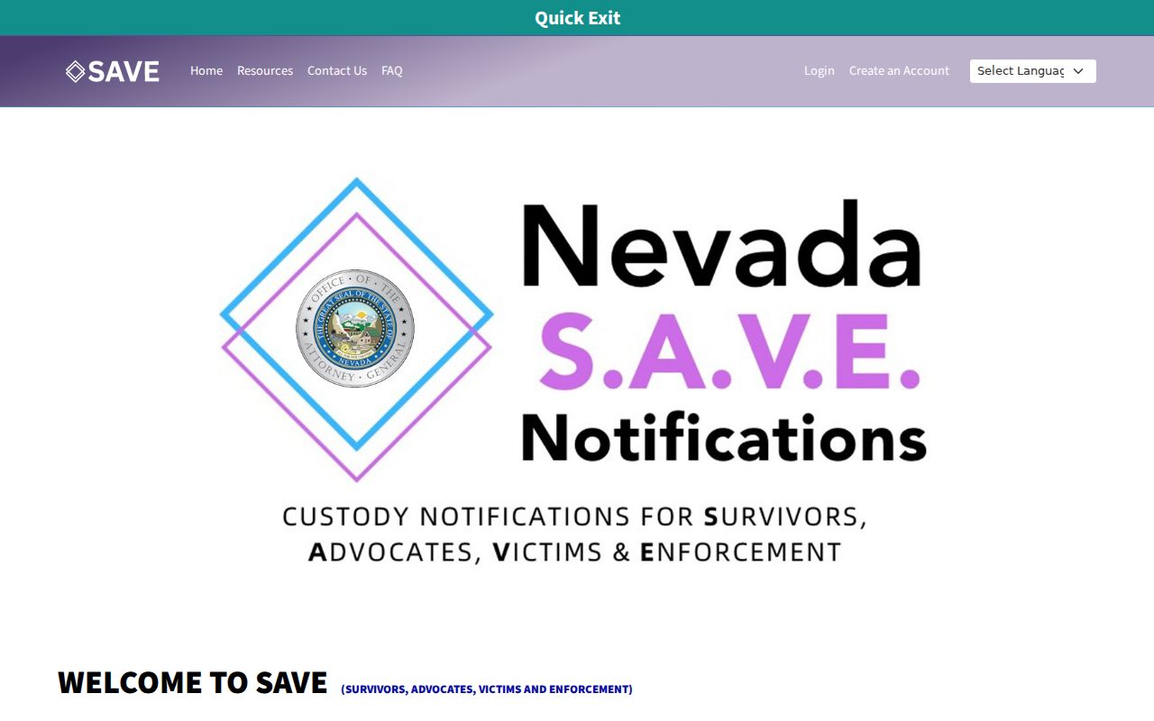 Washoe County criminal custody and supervision notifications in Nevada SAVE