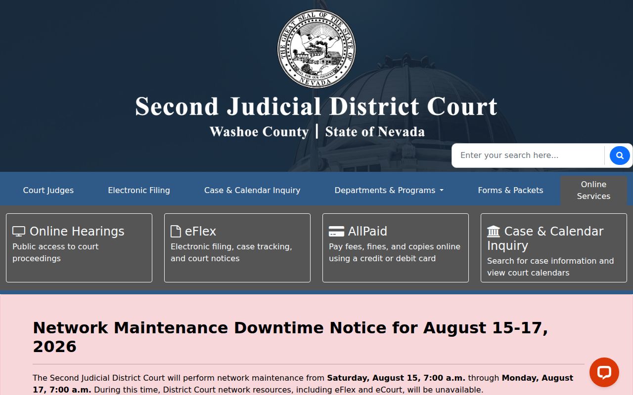Washoe County criminal court records at Second Judicial District Court