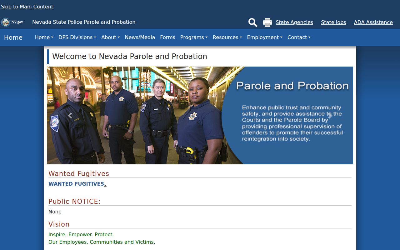 Nevada parole and probation records serving Washoe County