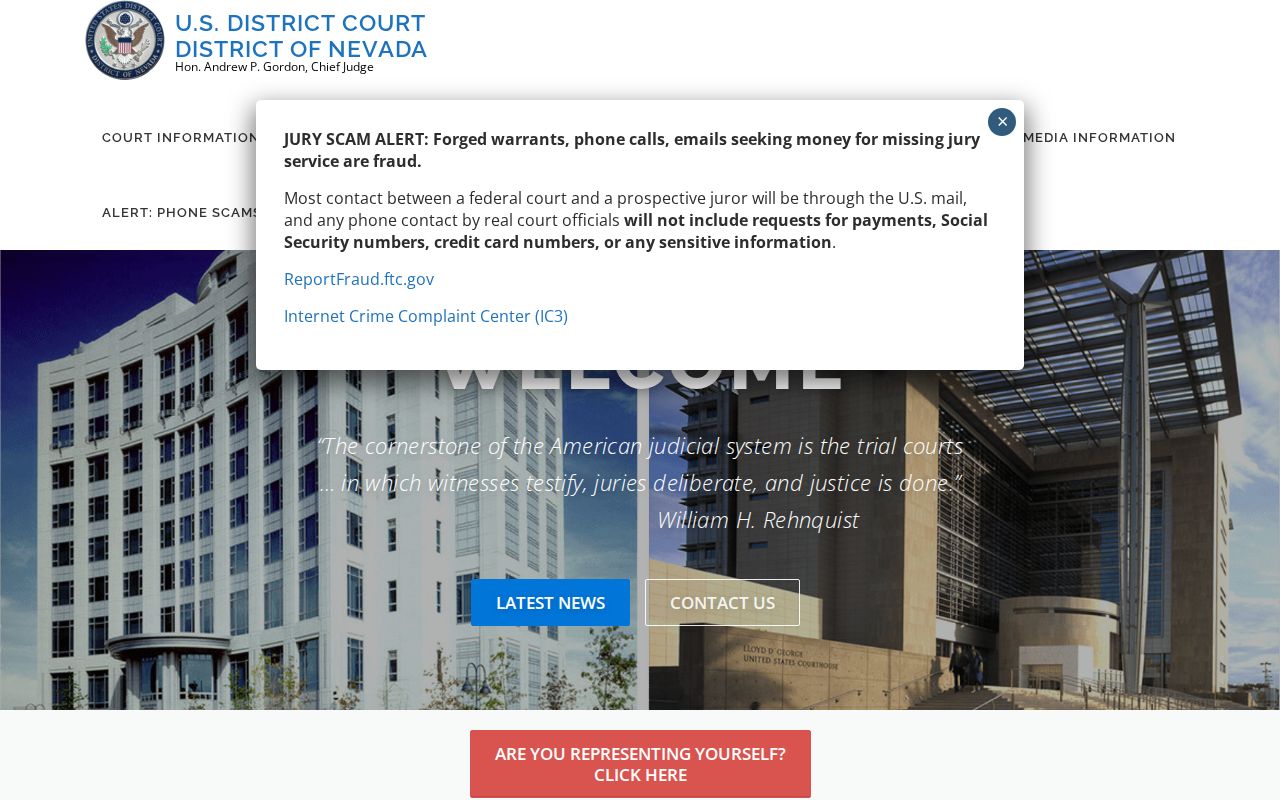 District of Nevada federal criminal court serving Washoe County