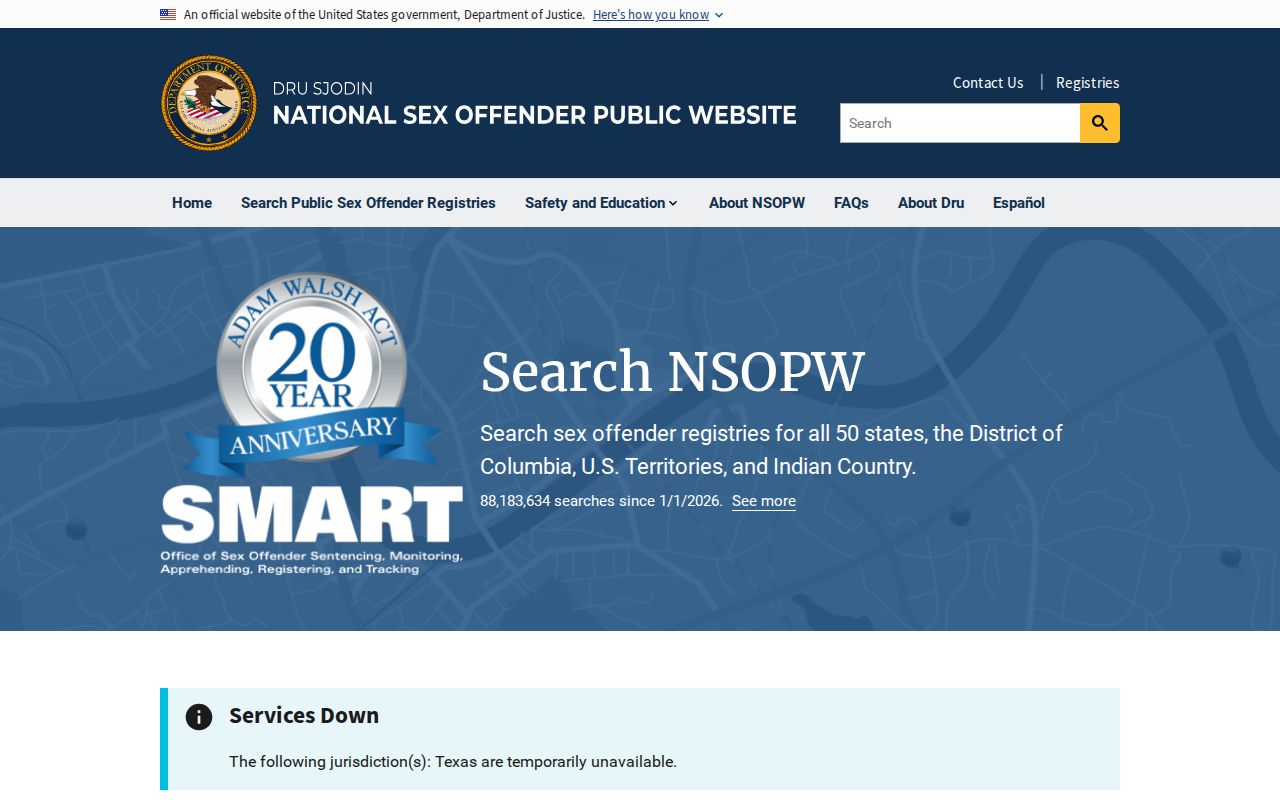 National search used with a Washoe County sex offender check